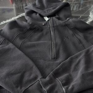 lululemon Athletica/Peloton Black Scuba Oversized Crop Half-Zip Hoodie